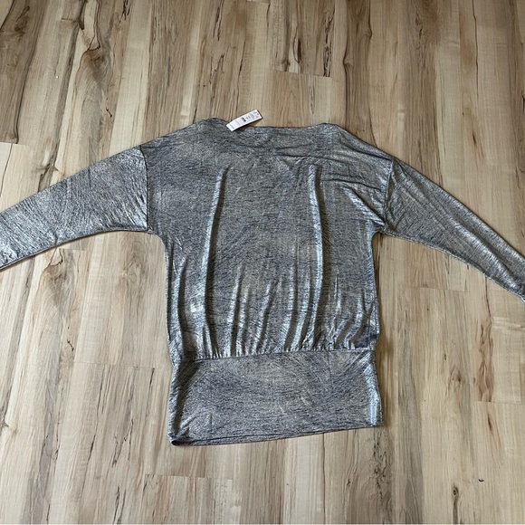 White House Black Market Women’s Tunic with Banded Bottom - Silver Metallic - Picture 3 of 4